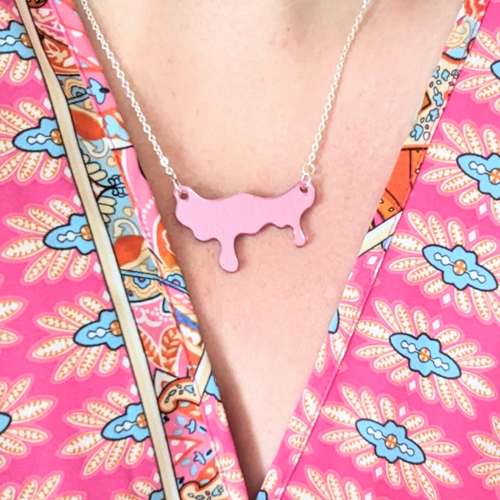 Mirror Drip Necklace + Matching Studs | Hypoallergenic - Picture 5 of 17
